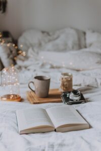 camera, book, candle